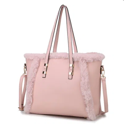 Mkf Collection By Mia K Liza Vegan Leather With Faux Fur Women's Tote Bag In Gold