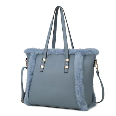 Mkf Collection By Mia K Liza Vegan Leather With Faux Fur Women's Tote Bag In Multi