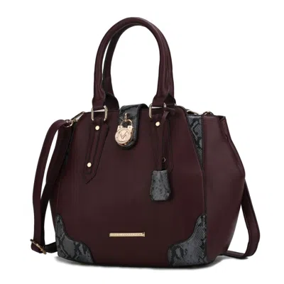 Mkf Collection By Mia K Lorena Snake Embossed Vegan Leather Women's Satchel Bag In White