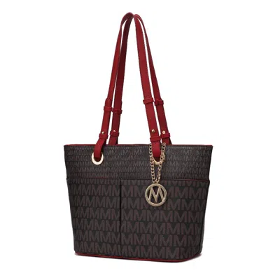 Mkf Collection By Mia K Lori M Logo Printed Vegan Leather Women's Tote Handbag In Grey