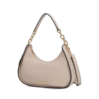 Mkf Collection By Mia K Lottie Vegan Leather Women's Hobo Handbag Half Moon By Mia K In Beige