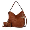 Mkf Collection By Mia K Lucille Shoulder Handabag And Wallet- 2 Pieces In Brown