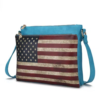 Mkf Collection By Mia K Madeline Printed Flag Vegan Leather Women's Crossbody Bag In Blue