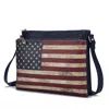 Mkf Collection By Mia K Madeline Printed Flag Vegan Leather Women's Crossbody Bag In Blue