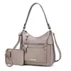 Mkf Collection By Mia K Maeve Vegan Leather Women's Shoulder Bag With Wristlet Pouch- 2 Pieces In Silver