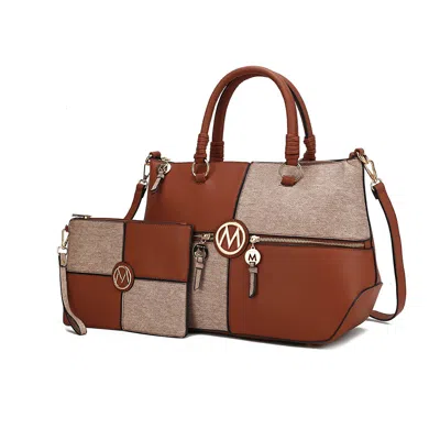 Mkf Collection By Mia K Maji Vegan Leather Women's Satchel Bag With Wristlet In Beige