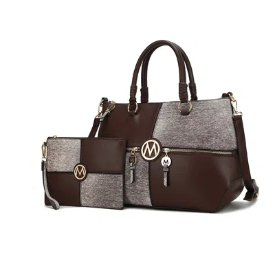 Mkf Collection By Mia K Maji Vegan Leather Women's Satchel Bag With Wristlet In Brown