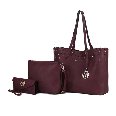 Mkf Collection By Mia K Mariahna 3-piece Set - Shopper Tote Bag, Crossbody Purse, And Matching Wallet For Women Set By Mia K In Red
