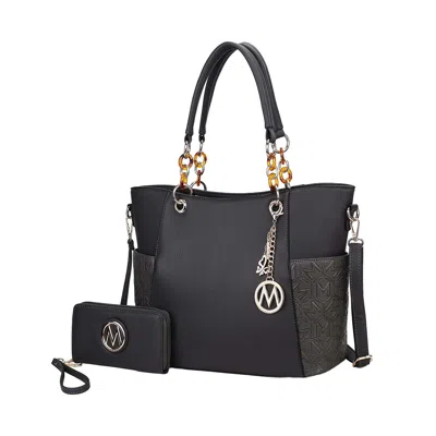 Mkf Collection By Mia K Merlina Solid Vegan Leather Women's Tote Bag With Wallet Set By Mia K In Black