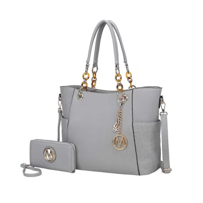 Mkf Collection By Mia K Merlina Solid Vegan Leather Women's Tote Bag With Wallet Set By Mia K In Blue