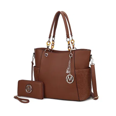 Mkf Collection By Mia K Merlina Solid Vegan Leather Women's Tote Bag With Wallet Set By Mia K In Brown