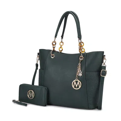 Mkf Collection By Mia K Merlina Solid Vegan Leather Women's Tote Bag With Wallet Set By Mia K In Green