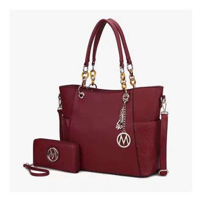 Mkf Collection By Mia K Merlina Solid Vegan Leather Women's Tote Bag With Wallet Set By Mia K In Red