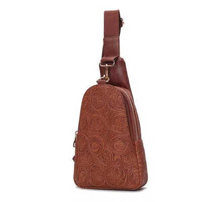 Mkf Collection By Mia K Millie Flower Embossed Women's Sling Bag By Mia K In Brown
