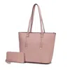 Mkf Collection By Mia K Mina Vegan Leather Women's Tote And Wristlet Wallet - 2 Pieces By Mia K In Pink