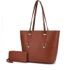 Mkf Collection By Mia K Mina Vegan Leather Women's Tote And Wristlet Wallet In Brown