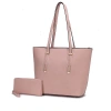 Mkf Collection By Mia K Mina Vegan Leather Women's Tote And Wristlet Wallet In Pink