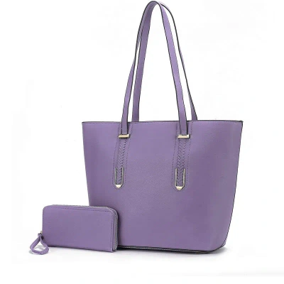 Mkf Collection By Mia K Mina Vegan Leather Women's Tote And Wristlet Wallet In Purple