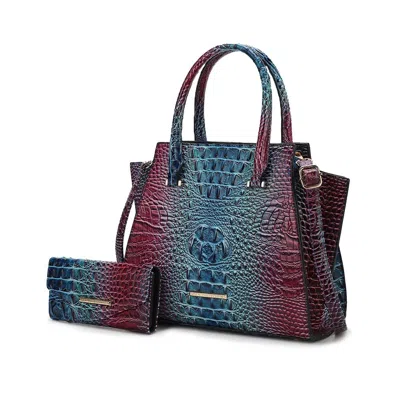 Mkf Collection By Mia K Miriam Croc-embossed Tote Bag Elegant Vegan Leather Structured In Blue