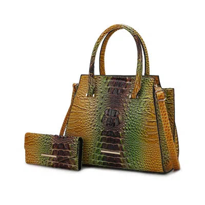 Mkf Collection By Mia K Miriam Croc-embossed Tote Bag Elegant Vegan Leather Structured In Brown