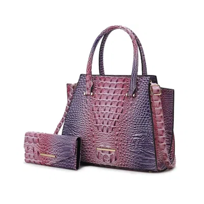 Mkf Collection By Mia K Miriam Croc-embossed Tote Bag Elegant Vegan Leather Structured In Pink