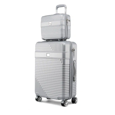 Mkf Collection By Mia K Mykonos Luggage Set With A Carry-on And Cosmetic Case In Grey