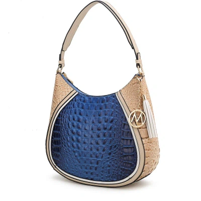 Mkf Collection By Mia K Naira Vegan Crocodile Leather Woman Hobo Shoulder Handbag By Mia K In Blue