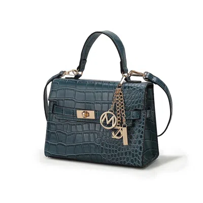 Mkf Collection By Mia K Naomi Vegan Crocodile Leather Women's Satchel By Mia K In Blue