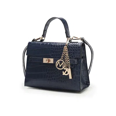 Mkf Collection By Mia K Naomi Vegan Crocodile Leather Women's Satchel By Mia K In Silver