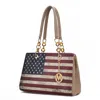 Mkf Collection By Mia K Nevaeh Vegan Leather Patriotic Pattern Women's Shoulder Bag In Grey
