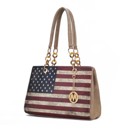 Mkf Collection By Mia K Nevaeh Vegan Leather Patriotic Pattern Women's Shoulder Bag In Grey