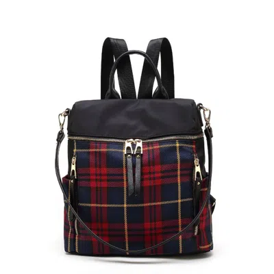 Mkf Collection By Mia K Nishi Nylon Plaid Backpack For Women's In Red