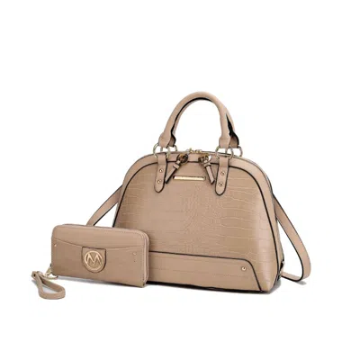 Mkf Collection By Mia K Nora Premium Croco Satchel Handbag In Beige