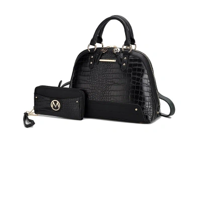 Mkf Collection By Mia K Nora Premium Croco Satchel Handbag By Mia K. In Black