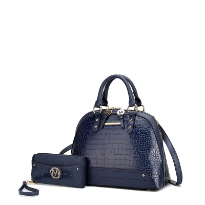 Mkf Collection By Mia K Nora Premium Croco Satchel Handbag By Mia K. In Blue