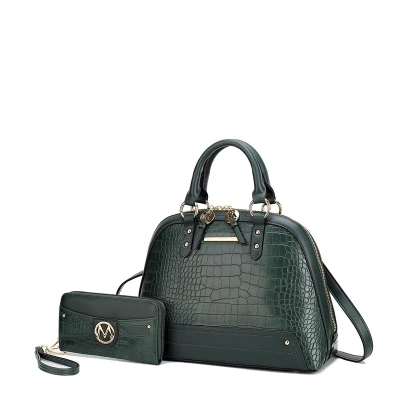 Mkf Collection By Mia K Nora Premium Croco Satchel Handbag By Mia K. In Green