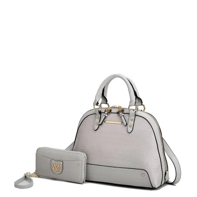 Mkf Collection By Mia K Nora Premium Croco Satchel Handbag By Mia K. In Grey