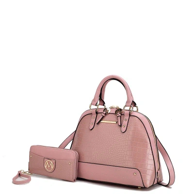 Mkf Collection By Mia K Nora Premium Croco Satchel Handbag By Mia K. In Pink