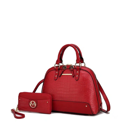 Mkf Collection By Mia K Nora Premium Croco Satchel Handbag By Mia K. In Red