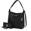 Mkf Collection By Mia K Ophelia Vegan Leather Women's Hobo Bag With Wallet – 2 Pieces In Black