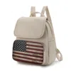 Mkf Collection By Mia K Regina Printed Flag Vegan Leather Women's Backpack In Beige