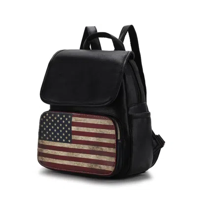Mkf Collection By Mia K Regina Printed Flag Vegan Leather Women's Backpack In Black