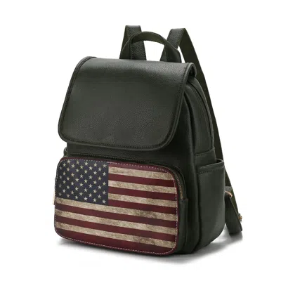 Mkf Collection By Mia K Regina Printed Flag Vegan Leather Women's Backpack In Green