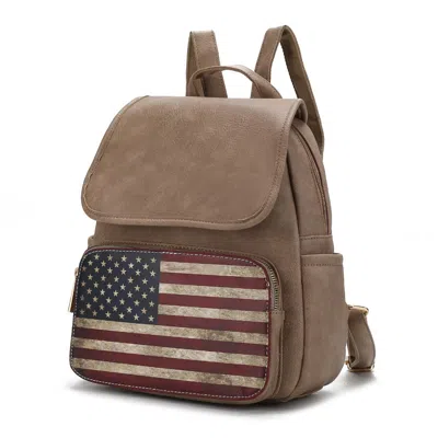 Mkf Collection By Mia K Regina Printed Flag Vegan Leather Women's Backpack In Grey