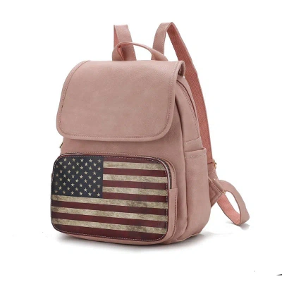 Mkf Collection By Mia K Regina Printed Flag Vegan Leather Women's Backpack In Pink