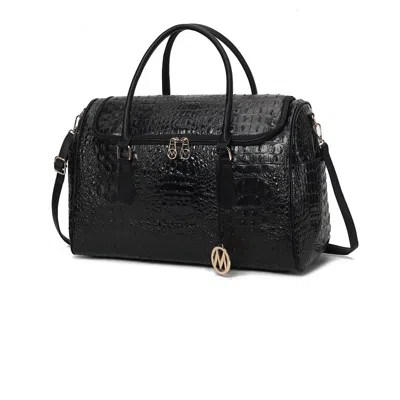 Mkf Collection By Mia K Rina Crocodile Embossed Vegan Leather Women's Duffle Bag In Black