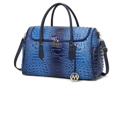 Mkf Collection By Mia K Rina Crocodile Embossed Vegan Leather Women's Duffle Bag In Blue