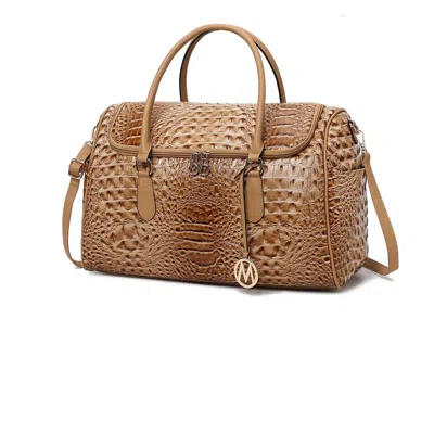 Mkf Collection By Mia K Rina Crocodile Embossed Vegan Leather Women's Duffle Bag In Brown