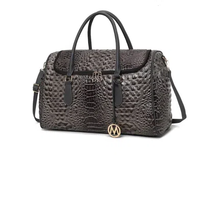 Mkf Collection By Mia K Rina Crocodile Embossed Vegan Leather Women's Duffle Bag In Grey