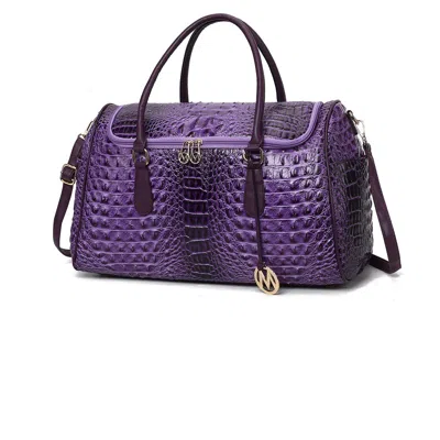 Mkf Collection By Mia K Rina Crocodile Embossed Vegan Leather Women's Duffle Bag In Purple